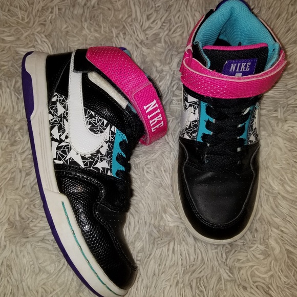 purple pink and blue sneakers